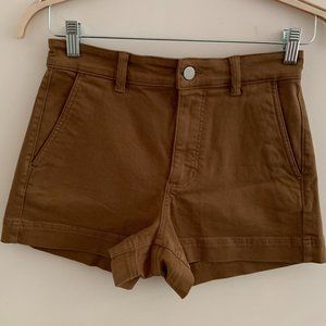 EVERLANE The Cotton Twill Short | Oche | Tan / Brown | Size 2 / Small